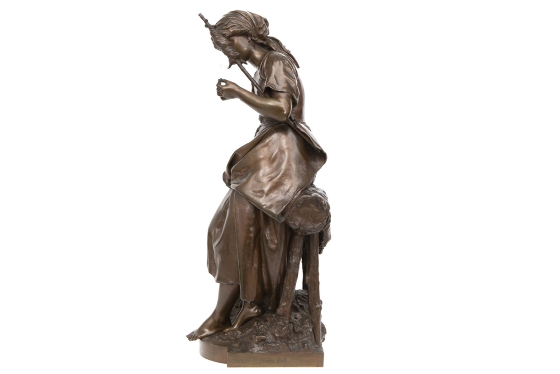 antique Mathurin Moreau signed "Spinster" sculpture in bronze - with a foundry mark || MOREAU - Bild 4 aus 5