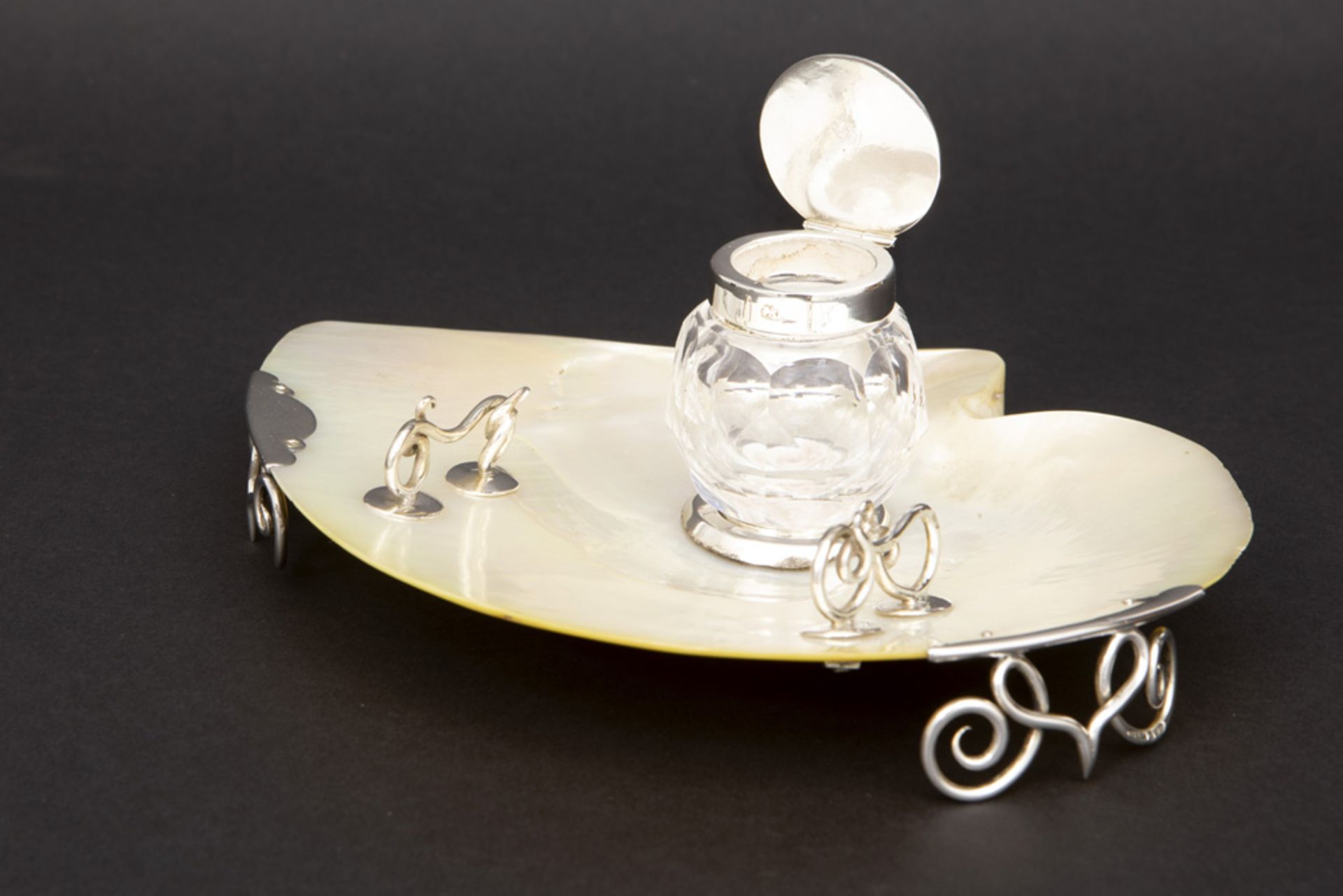 quite special English Novelty ink-stand with a crystal inkwell and marked and Grey & Co signed - Image 2 of 4