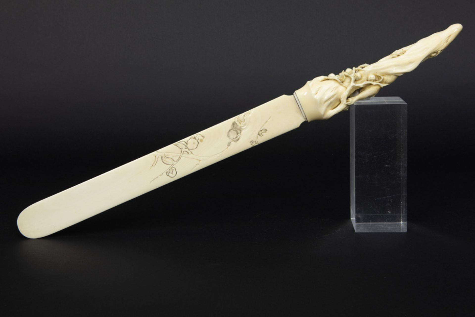 antique Japanese Meiji period ivory letter opener - with certificate || JAPAN - MEIJI-PERIODE - Image 4 of 5