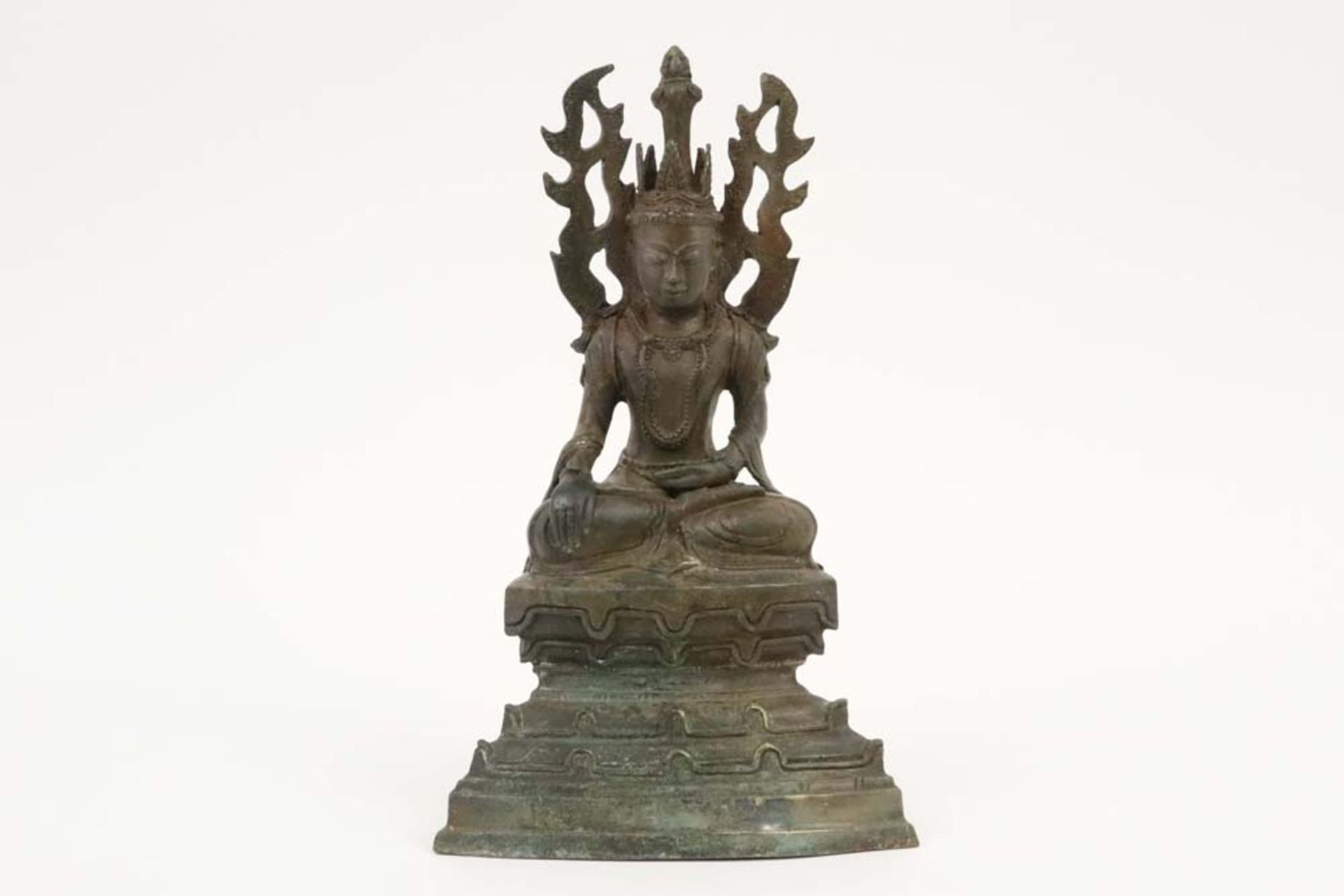 oriental "Buddha" sculpture in bronze || Oosterse sculptuur in brons : "Boeddha" - hoogte en breedte