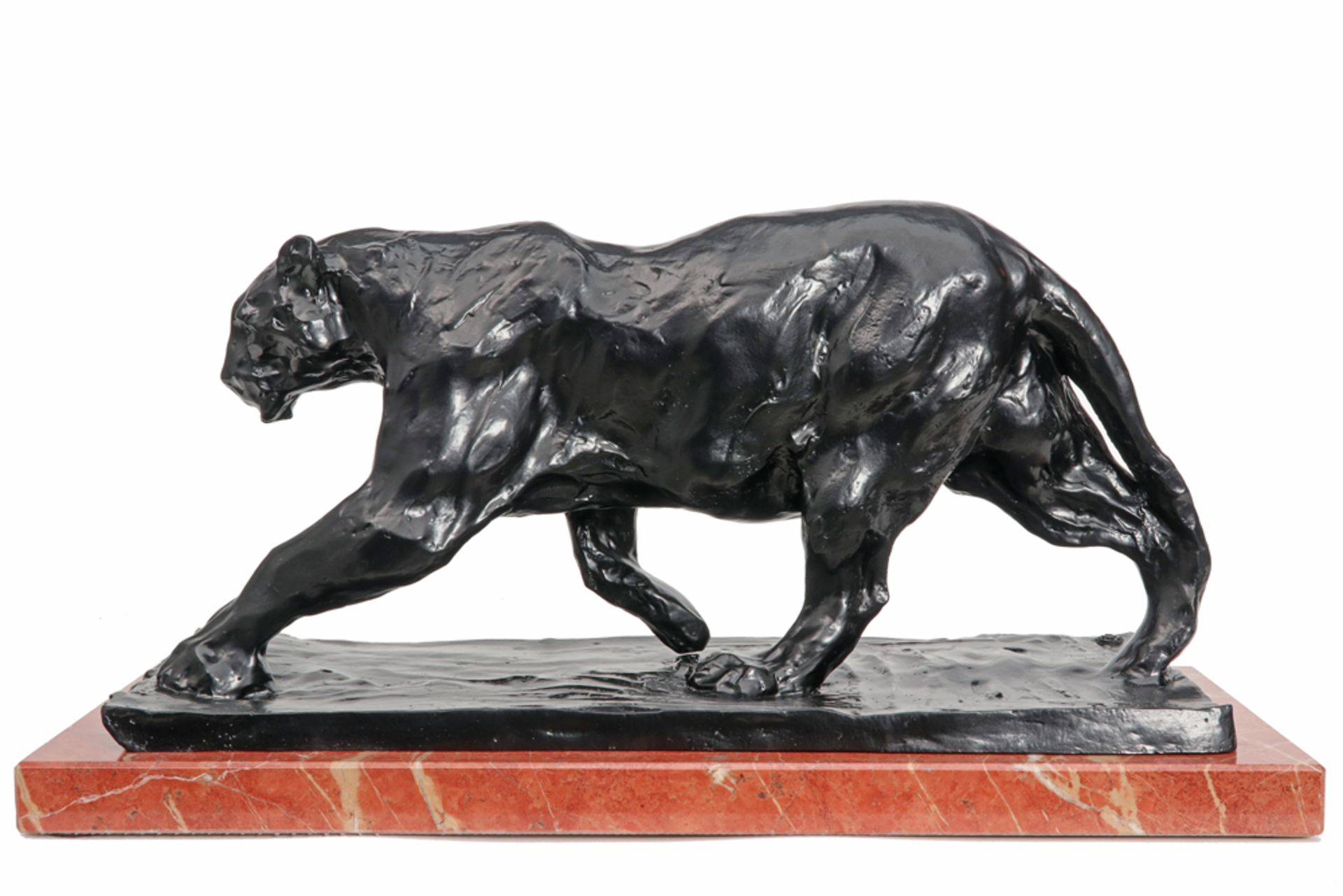 Rembrandt Bugatti posthumous cast "Running panther" sculpture in bronze on a marble base - with - Bild 4 aus 6