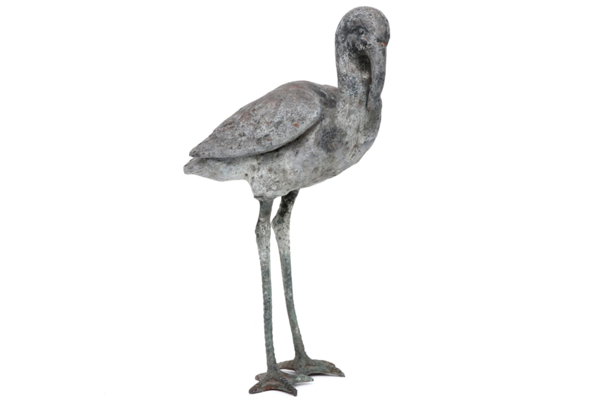 antique garden sculpture in lead || Antieke tuinsculptuur in lood : "Vogel" - hoogte : 42,5 cm