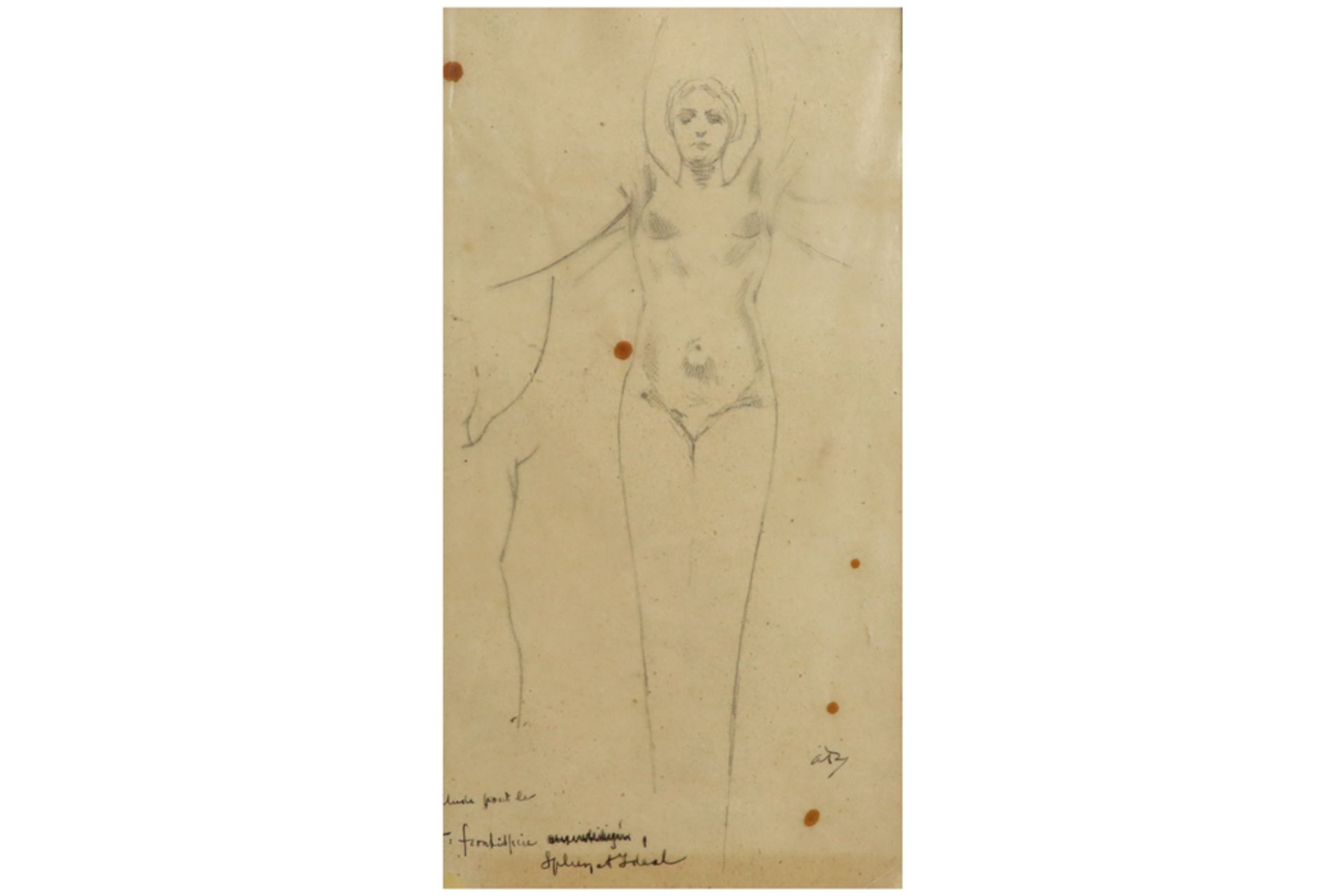 Armand Rassenfosse pencil drawing for "Les Fleurs du mal" by Baudelaire - with his monogram ||