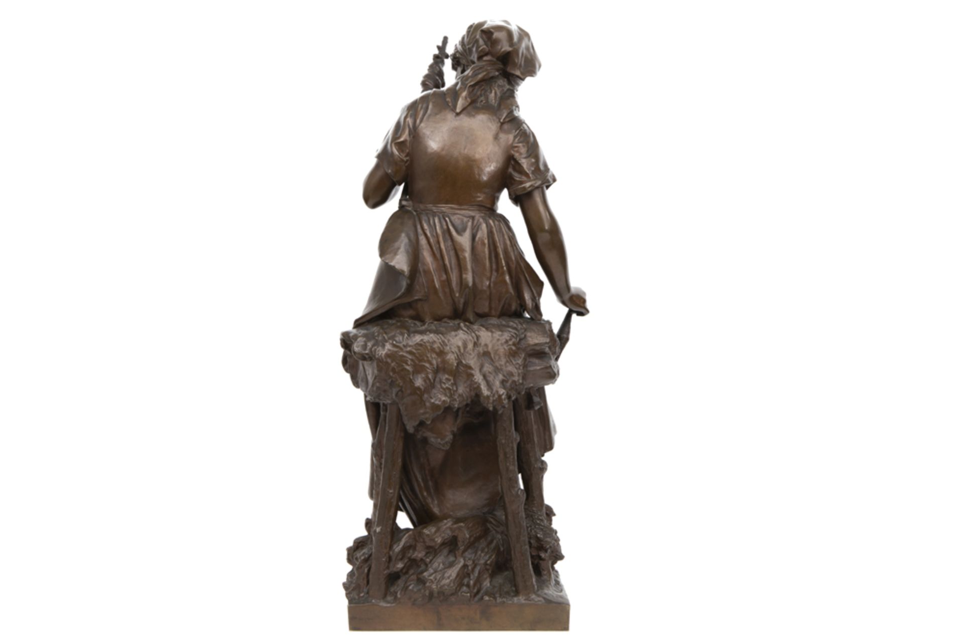 antique Mathurin Moreau signed "Spinster" sculpture in bronze - with a foundry mark || MOREAU - Bild 3 aus 5