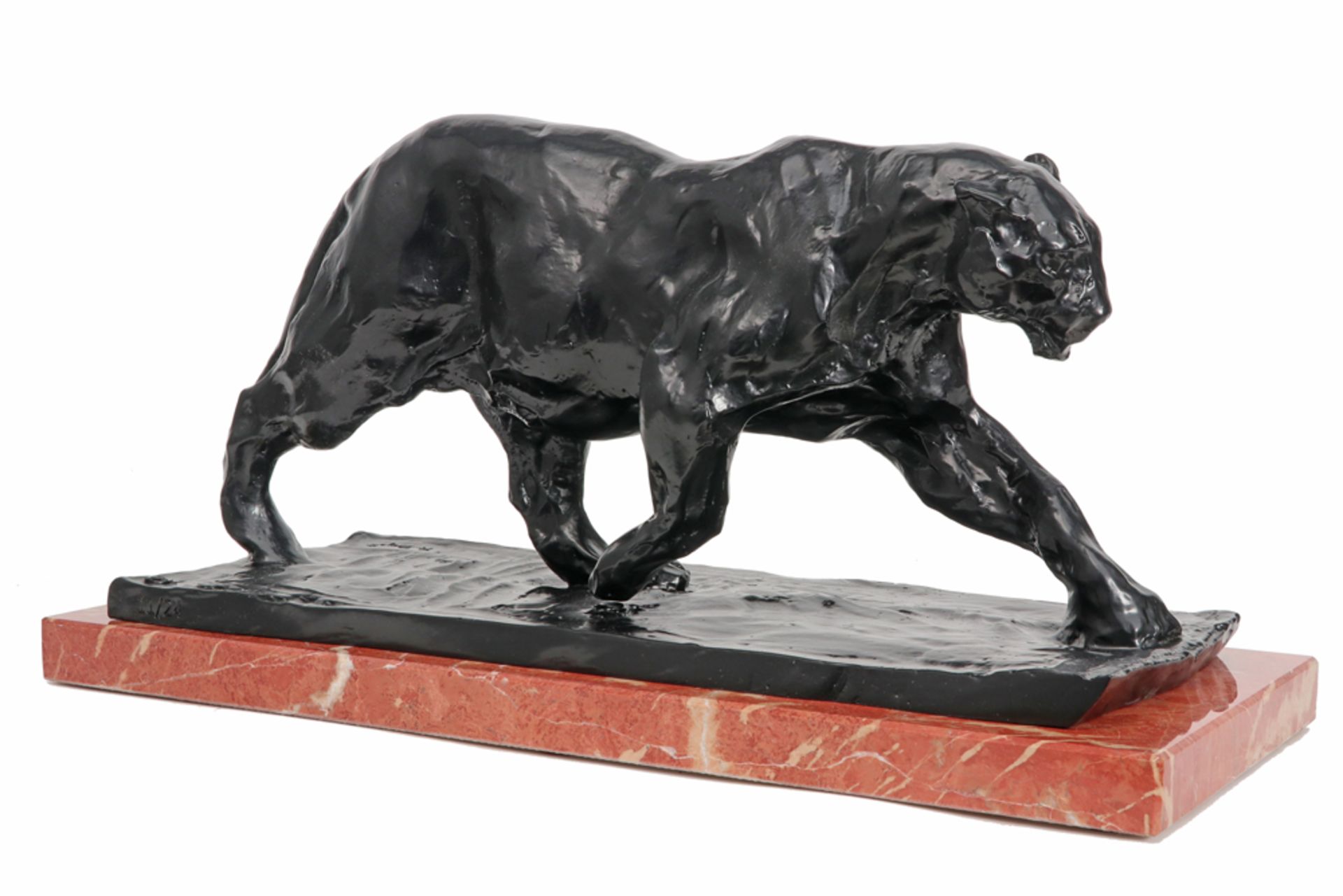 Rembrandt Bugatti posthumous cast "Running panther" sculpture in bronze on a marble base - with - Bild 2 aus 6