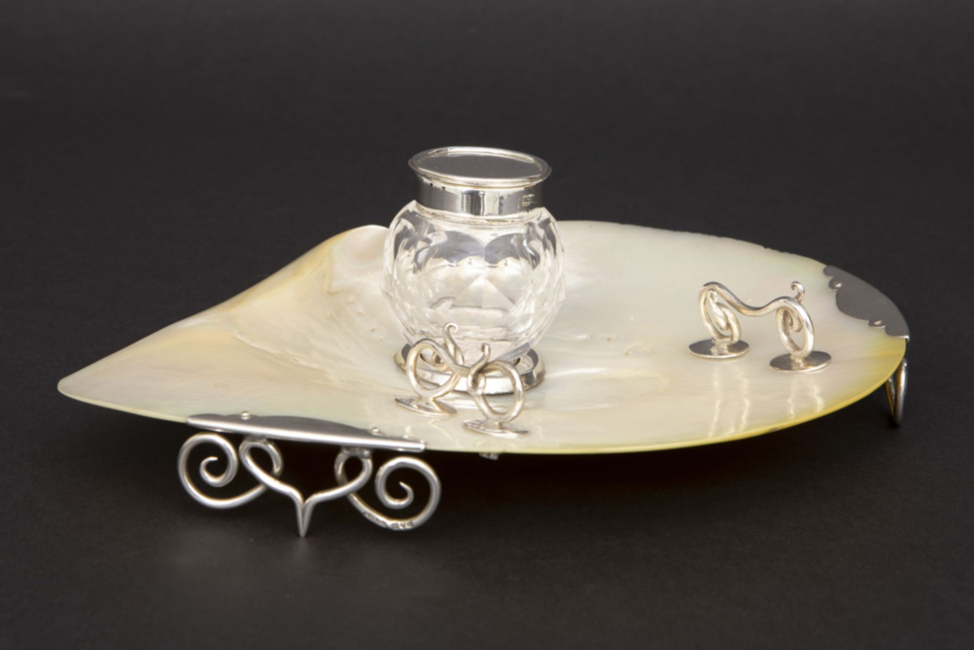 quite special English Novelty ink-stand with a crystal inkwell and marked and Grey & Co signed - Image 3 of 4