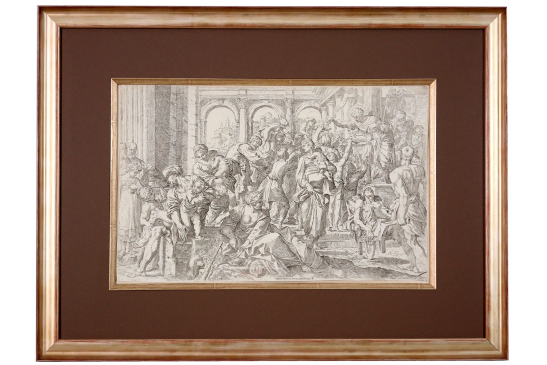 very rare 17th Cent. "contre épreuve" etching by Annibale Carracci & Francesco Brizio - with - Bild 3 aus 3