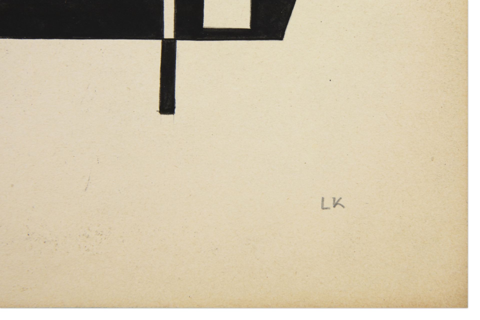 Lajos Kassak Indian ink drawing with a constructivist composition - with monogram prov : American - Image 2 of 3