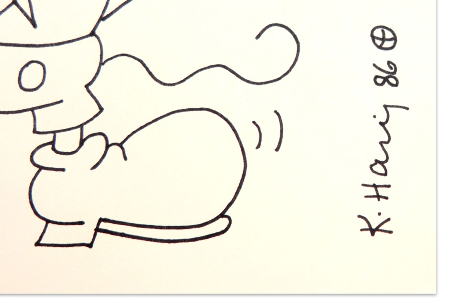 Keith Haring "Andy Mouse" drawing on writing paper of "The Estate" - signed and dated (19)86 || - Image 2 of 4