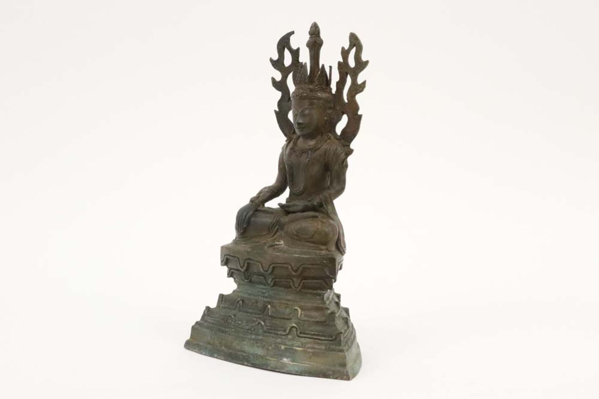 oriental "Buddha" sculpture in bronze || Oosterse sculptuur in brons : "Boeddha" - hoogte en breedte - Image 4 of 4
