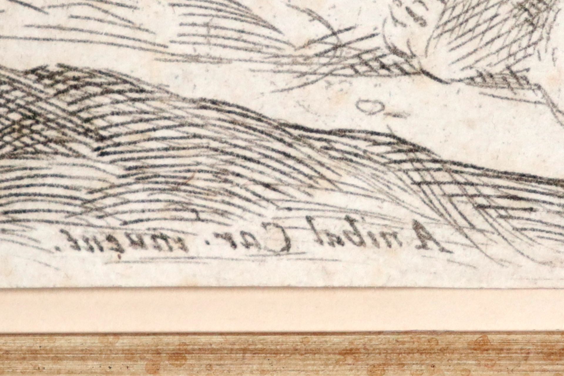 very rare 17th Cent. "contre épreuve" etching by Annibale Carracci & Francesco Brizio - with - Bild 2 aus 3