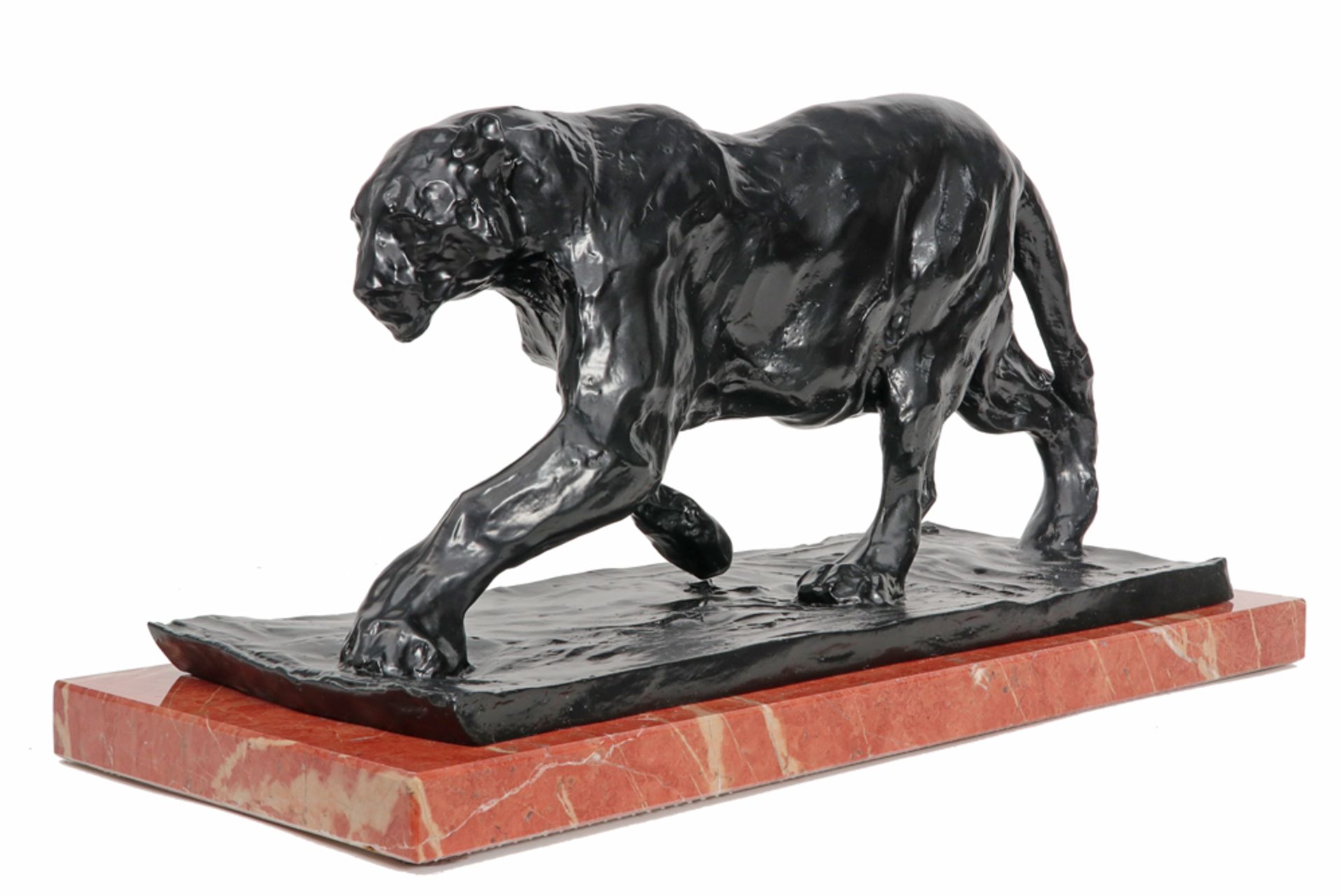 Rembrandt Bugatti posthumous cast "Running panther" sculpture in bronze on a marble base - with - Bild 3 aus 6