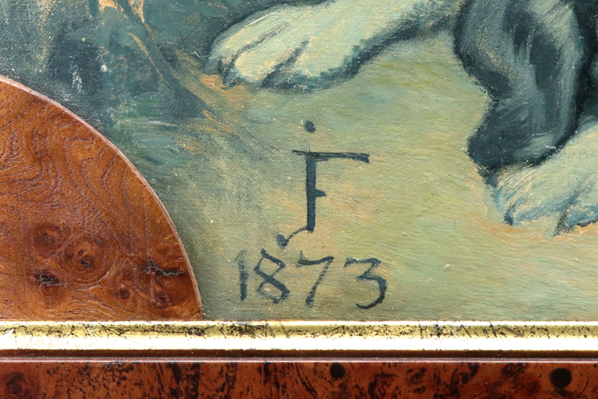 19th Cent. French oil on panel - with the monogram of Joseph Félon and dated 1873 || FÉLON JOSEPH ( - Bild 2 aus 4