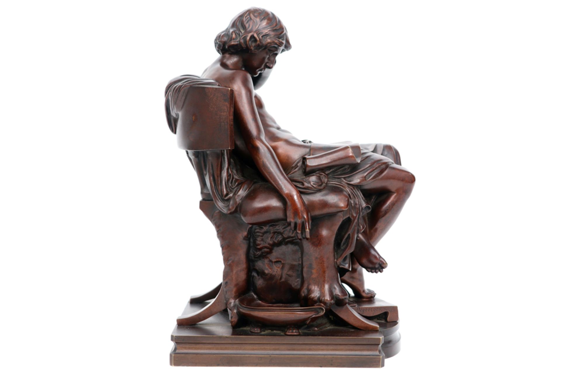 quite rare antique "Young Aristoteles" sculpture in bronze - signed Charles JM Degeorge and with - Image 5 of 6
