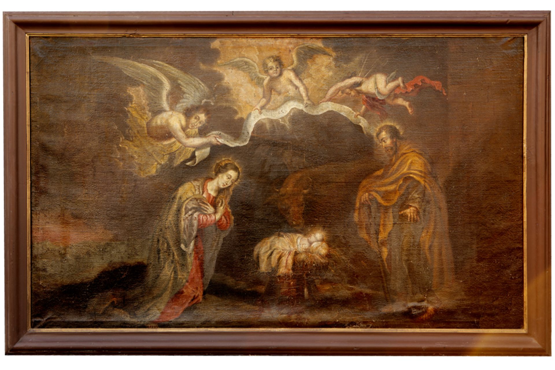 17th Cent. Flemish "Adoration of the Child" oil on canvas || VLAANDEREN - 17° EEUW - Bild 2 aus 3