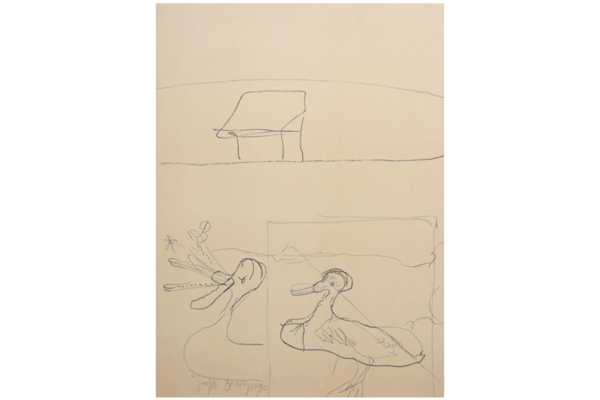 Joseph Beuys signed "Geschnatter Unterhalb der Hütte / Quacking underneath the hut (Triptychon)"