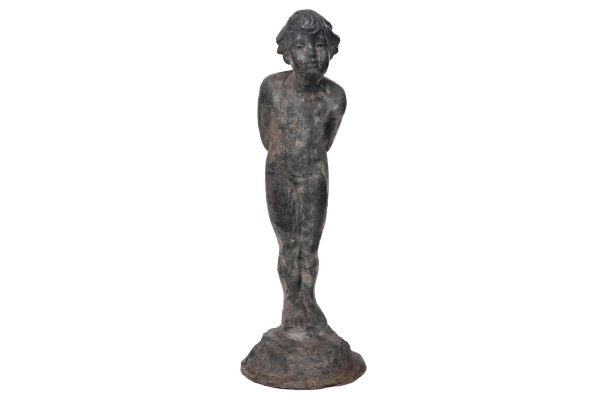antique garden sculpture in lead || Antieke tuinsculptuur in lood : "Meisje" - hoogte : 70,5 cm