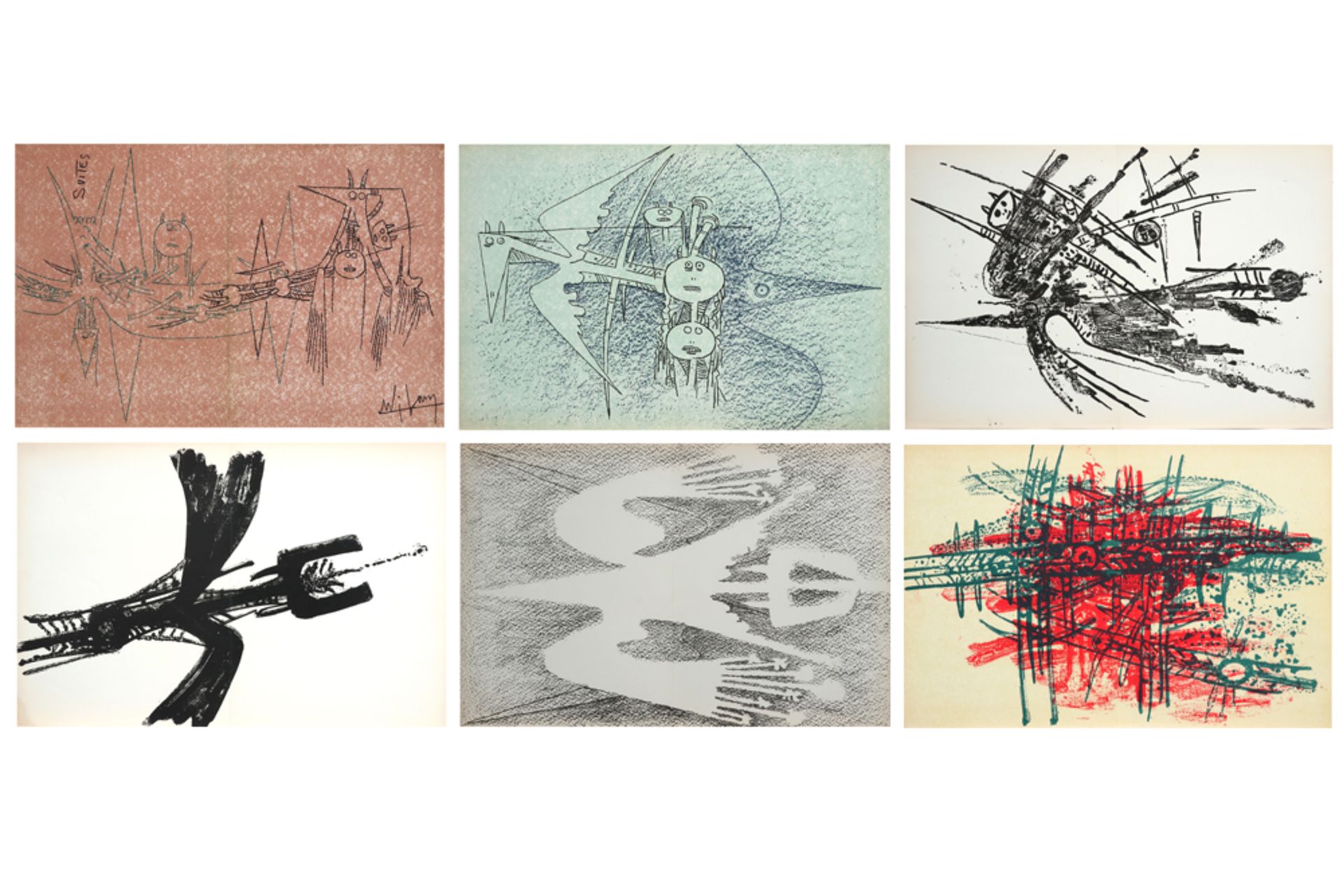 Wilfredo Lam "N° 3 Galeri Krüger" portfolio dd 1963 with five lithographs || LAM WILFREDO (1902 -