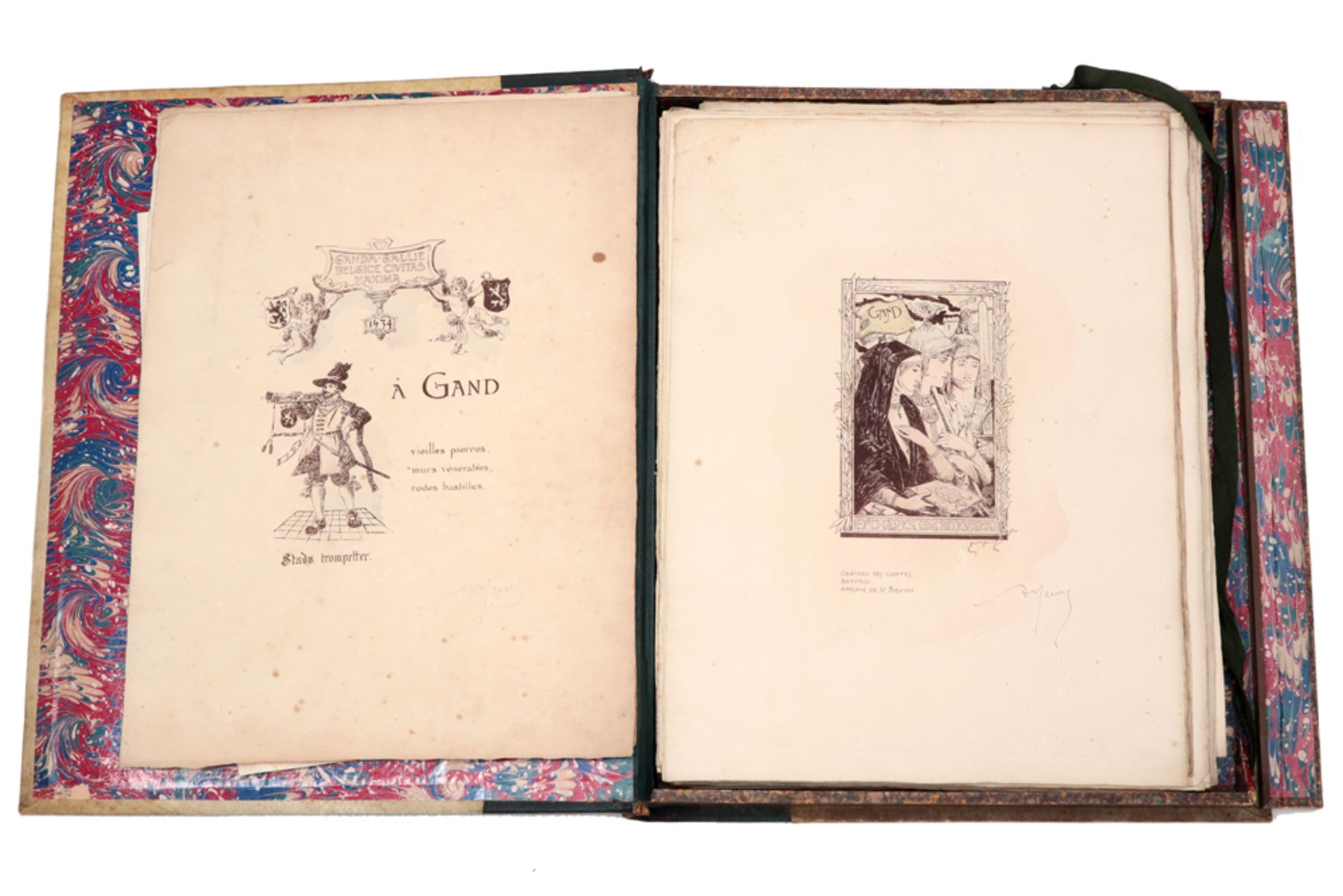 porfolio dd 1894 with lithographs by Armand Heins and with a writing by Heins - with a nice Art - Image 2 of 4