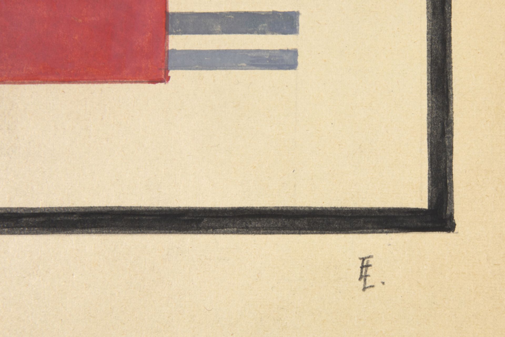 Lajos von Ebneth suprematistic gouache - with monogram prov : American private collection ( - Bild 2 aus 3