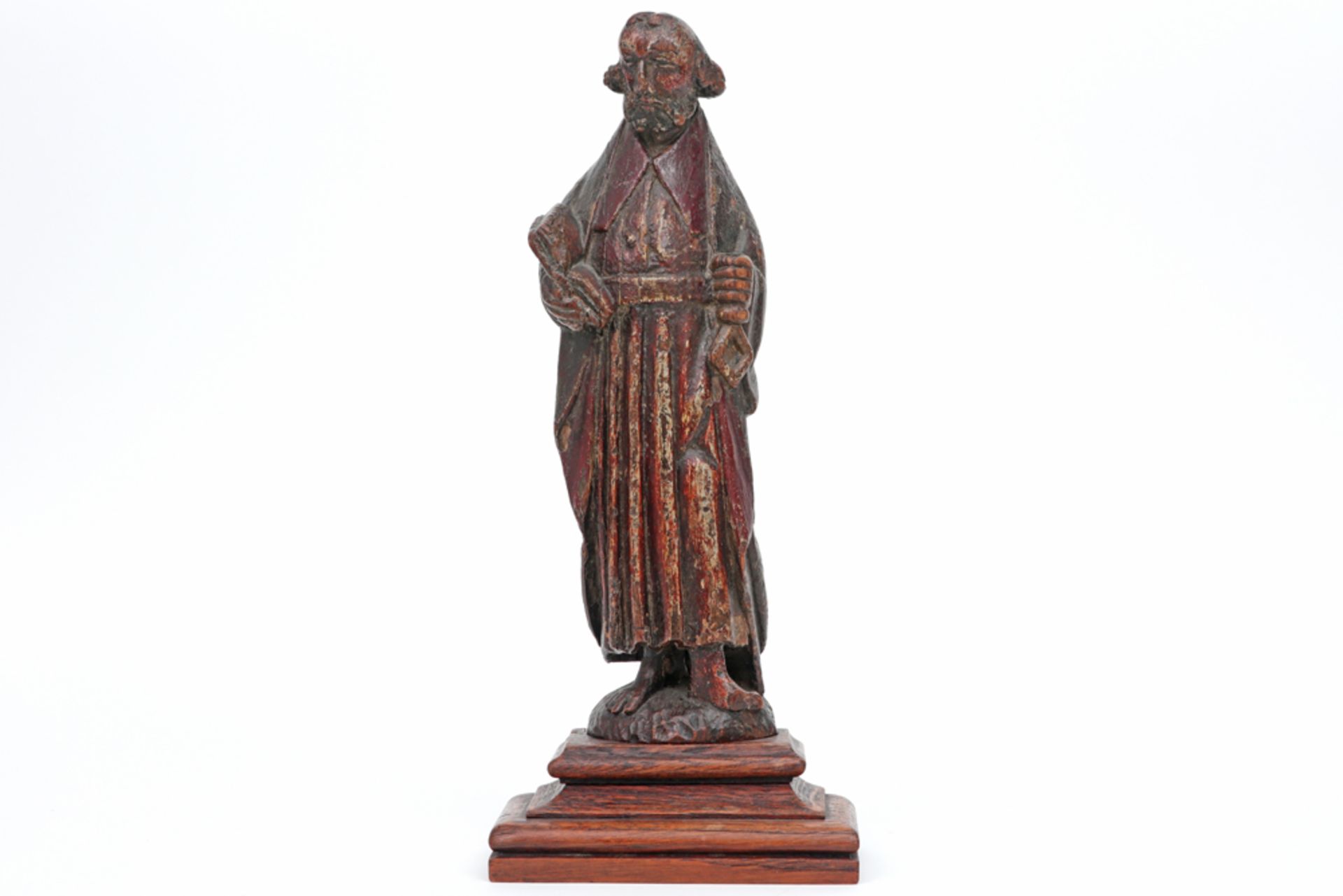 antique naive folk style wood sculpture || Antieke houtsculptuur in een volkse stijl : "Heilige