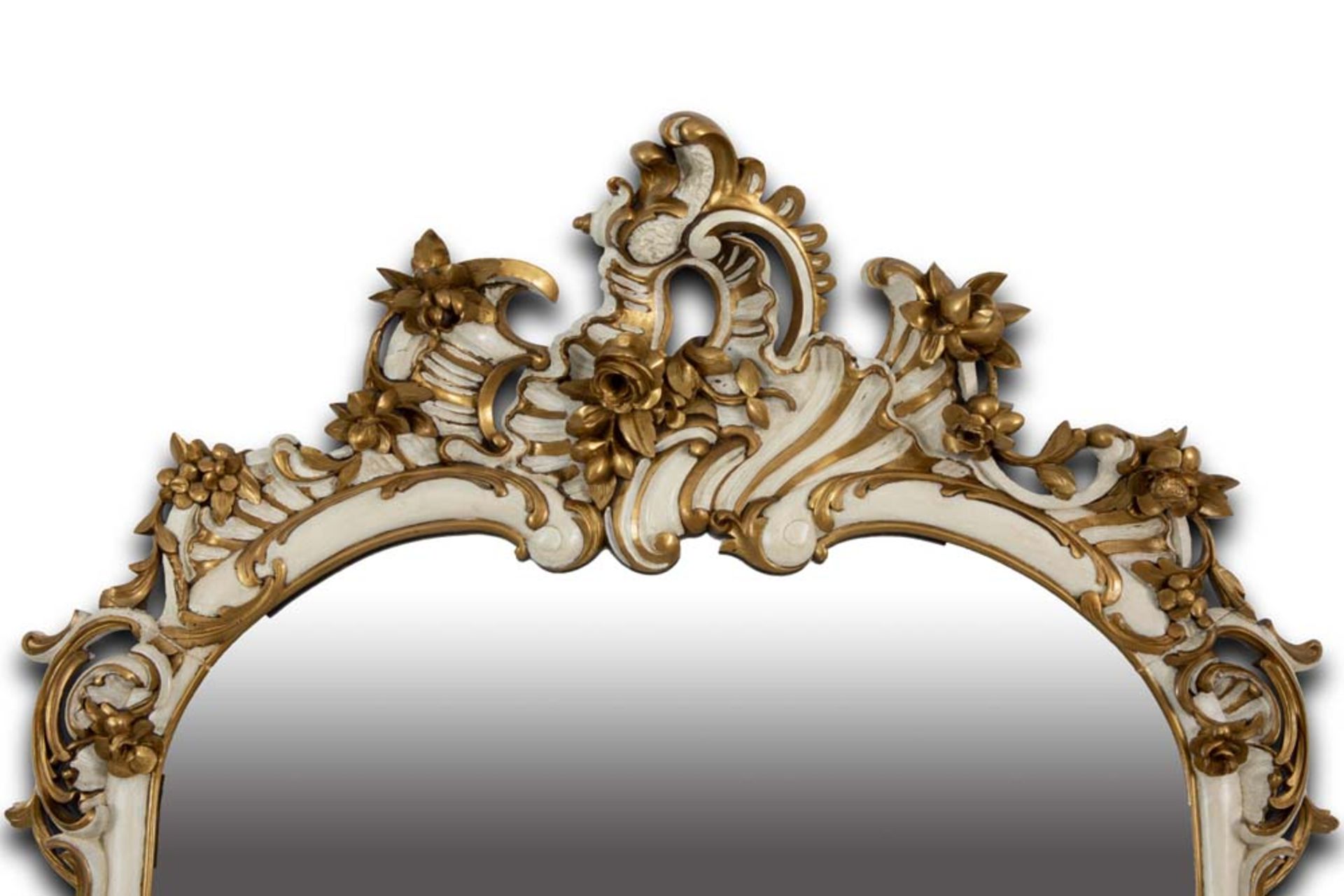 19th Cent. mirror with a Louis XV style frame in polychromed and sculpted wood || Negentiende eeuwse - Bild 2 aus 2