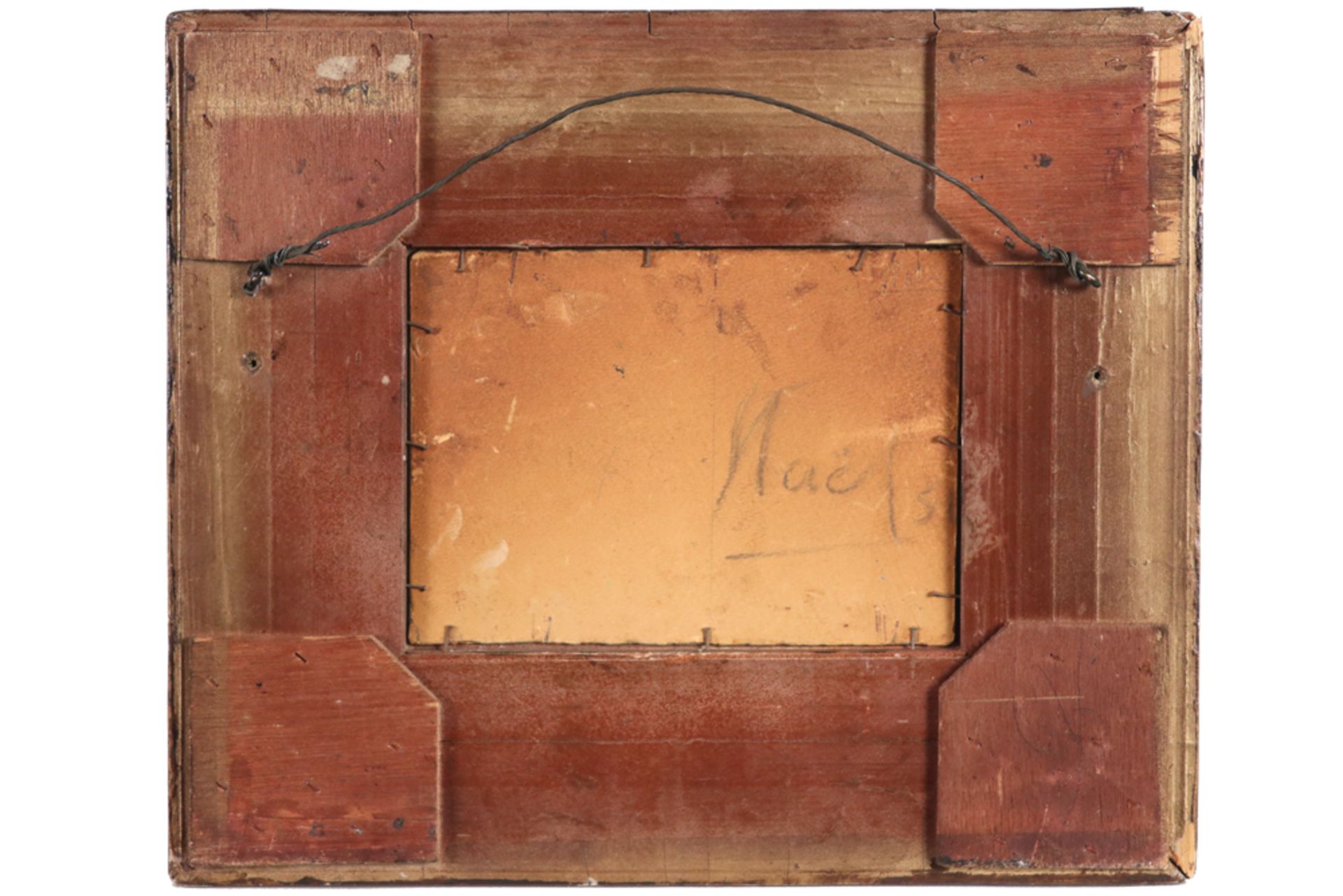 19th Cent. oil on board with an "S.T." monogram || S.T. Negentiende eeuws olieverfschilderij op - Bild 4 aus 4