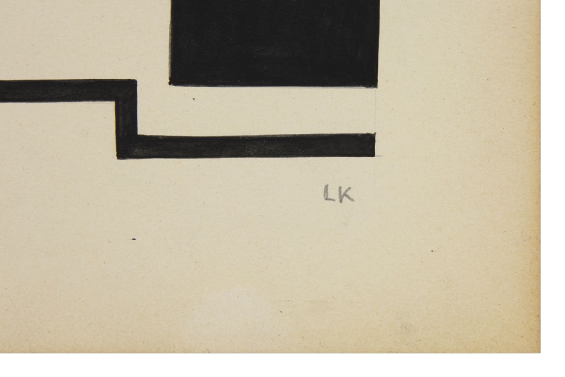 Lajos Kassak Indian ink drawing with a constructivist composition - with monogram prov : American - Bild 2 aus 3