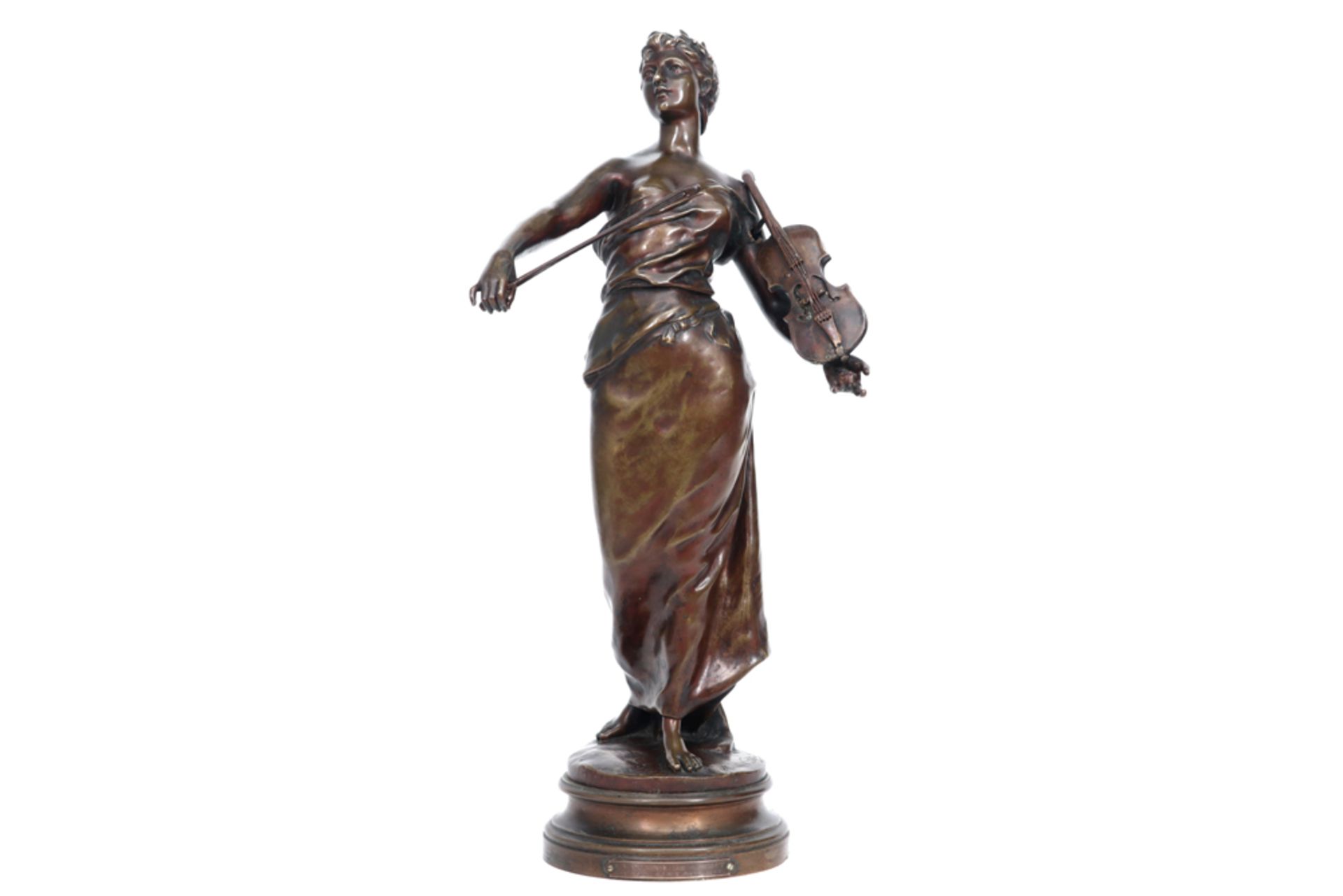 antique French allegorical themed sculpture in bronze - signed Marcel Debut || DEBUT MARCEL (