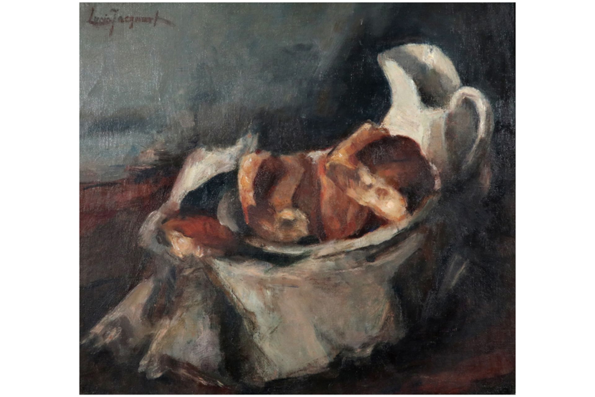 20th Cent. Belgian oil on canvas - signed Lucie Jacquart || JACQUART LUCIE (1882 - 1956)