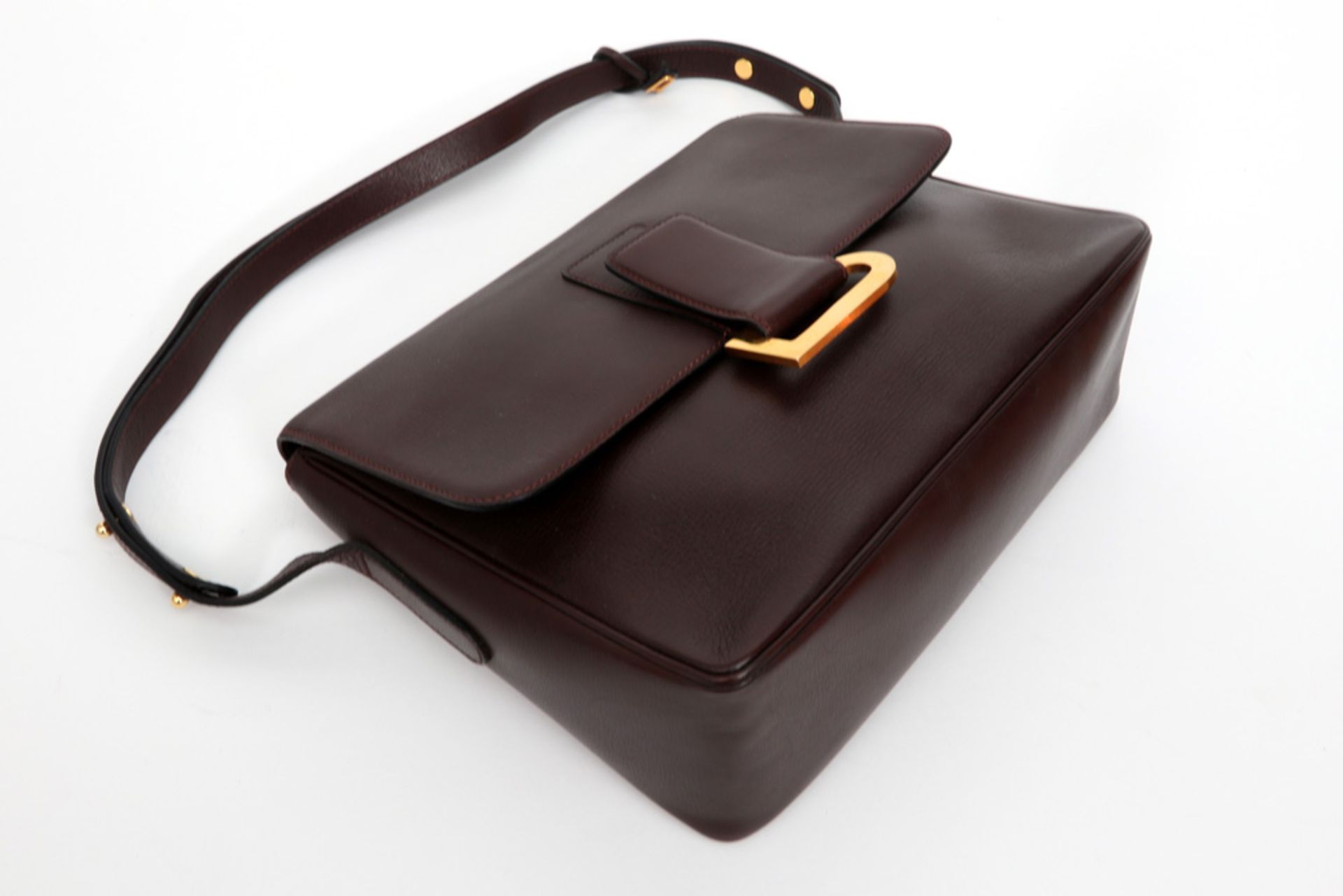 vintage Delvaux marked handbag in brown leather || DELVAUX klassieke vintage handtas in bruin - Image 3 of 3