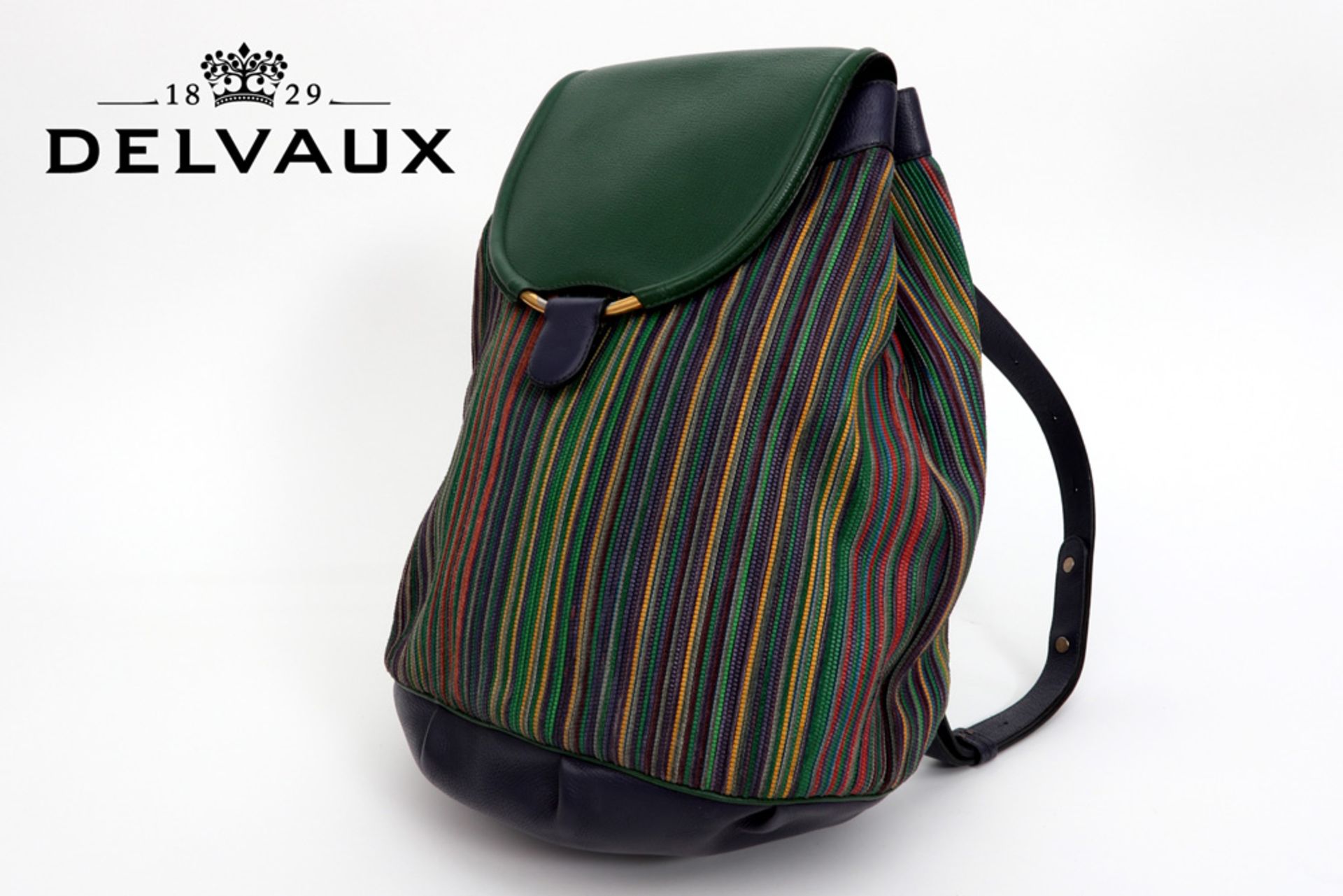 Delvaux marked vintage multicolor backpack bag in partially braided leather || DELVAUX goed bewaarde