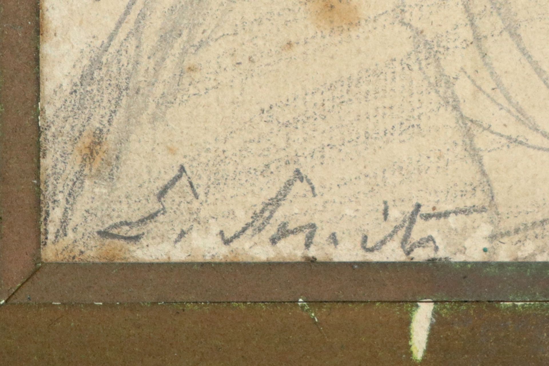 19th Cent. Belgian drawing - signed Eugène Smits || SMITS EUGENE (1826 - 1912) tekening : "Normande" - Image 2 of 5