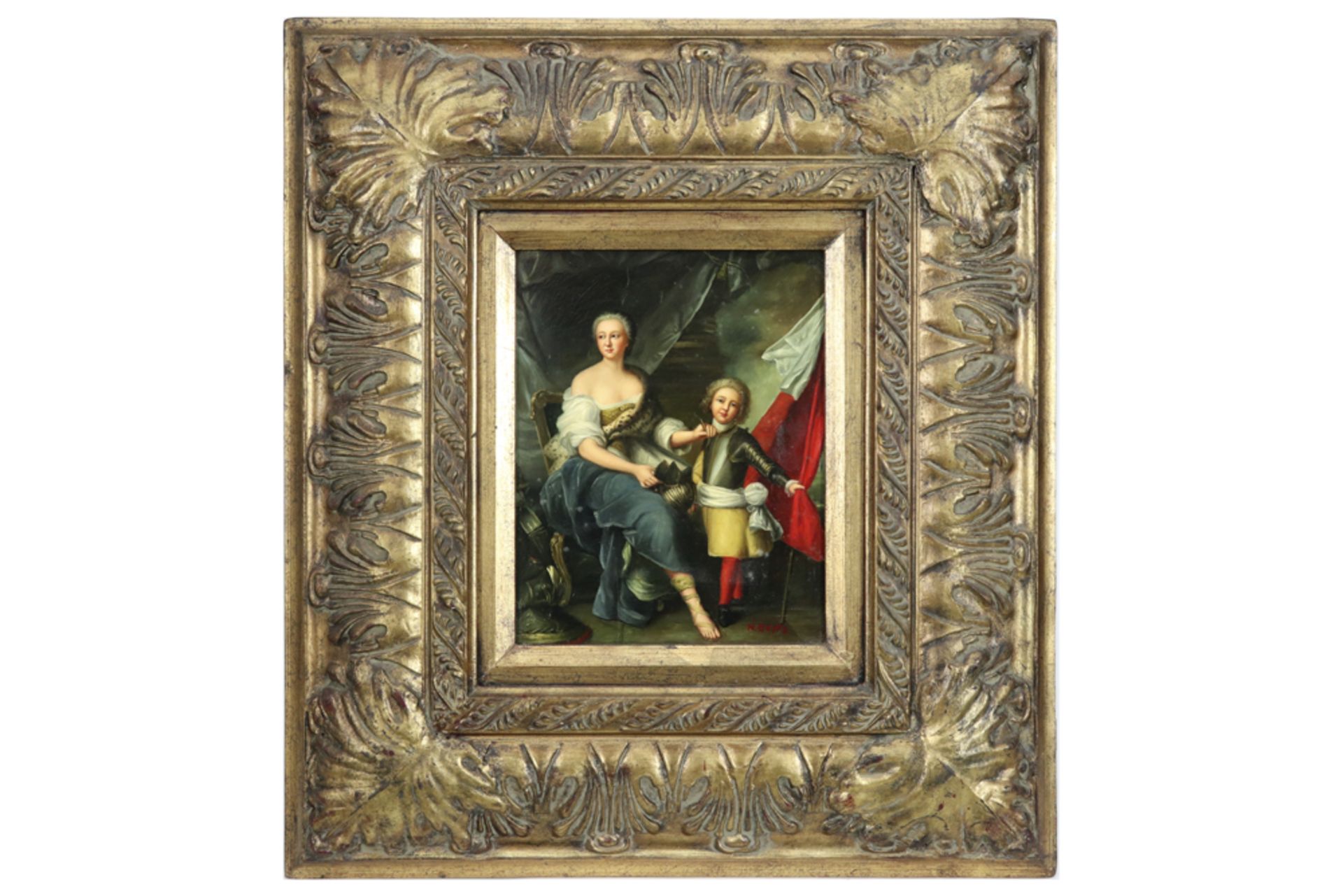 oil on panel signed N. Beyts || N. BEYTS olieverfschilderij op paneel : "Moeder en Kind" - 25 x 20 - Bild 3 aus 4