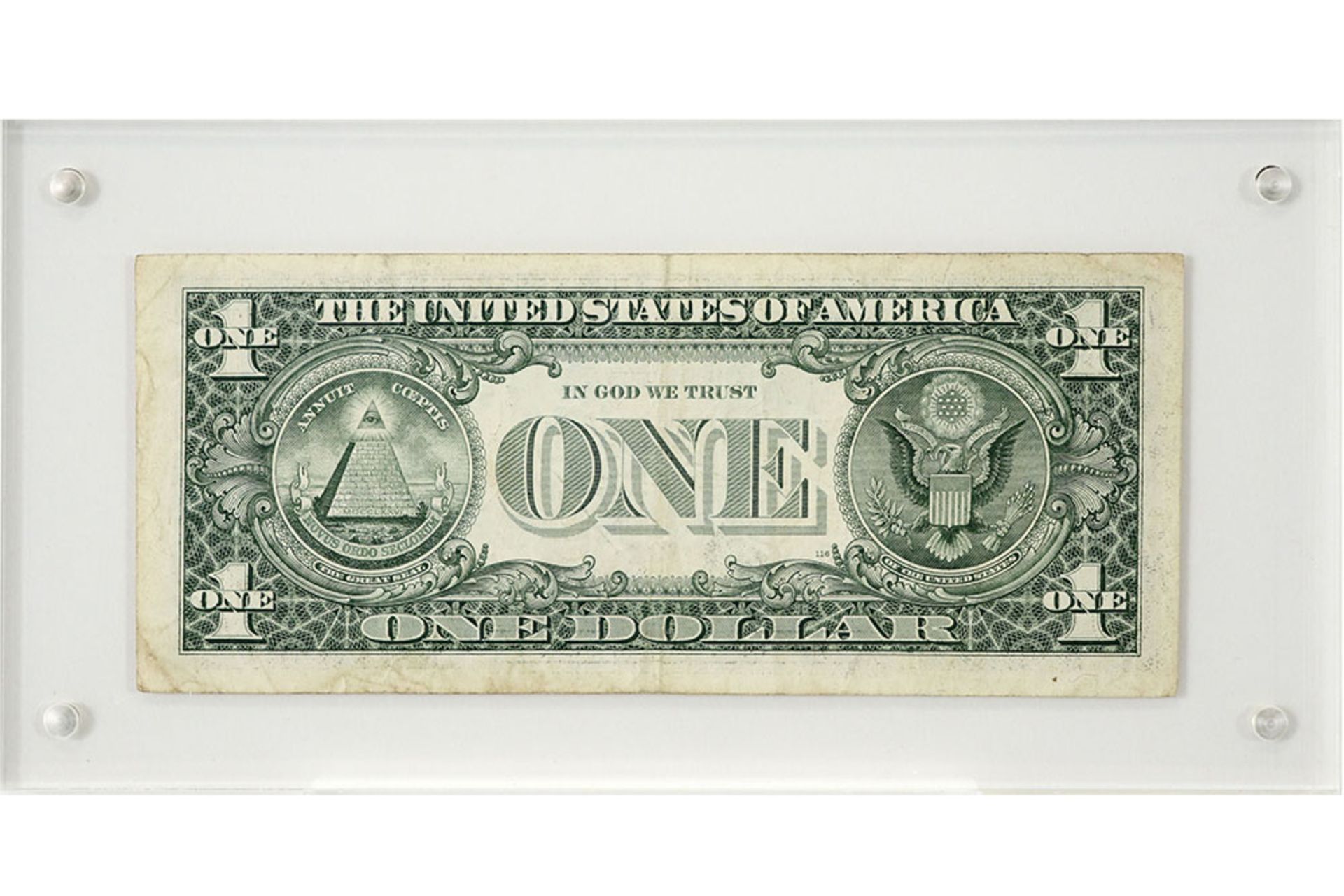 Banksy "Dismaland One Dollar" banknote print on canvas with Mickey Mouse dd 2015 with on the back - Image 3 of 3