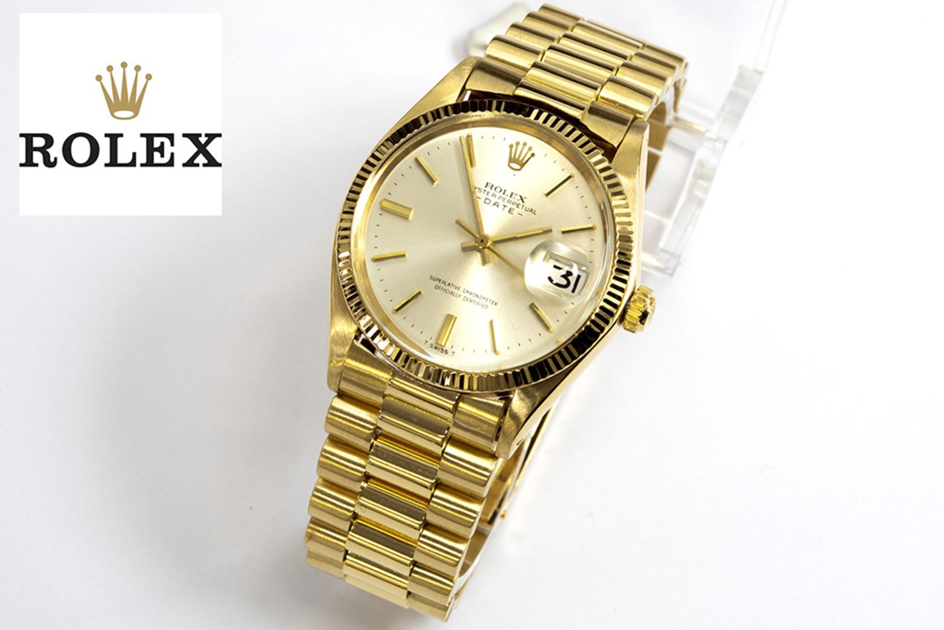 completely original automatic "Rolex Date President" marked wristwatch in yellow gold (18 carat) -