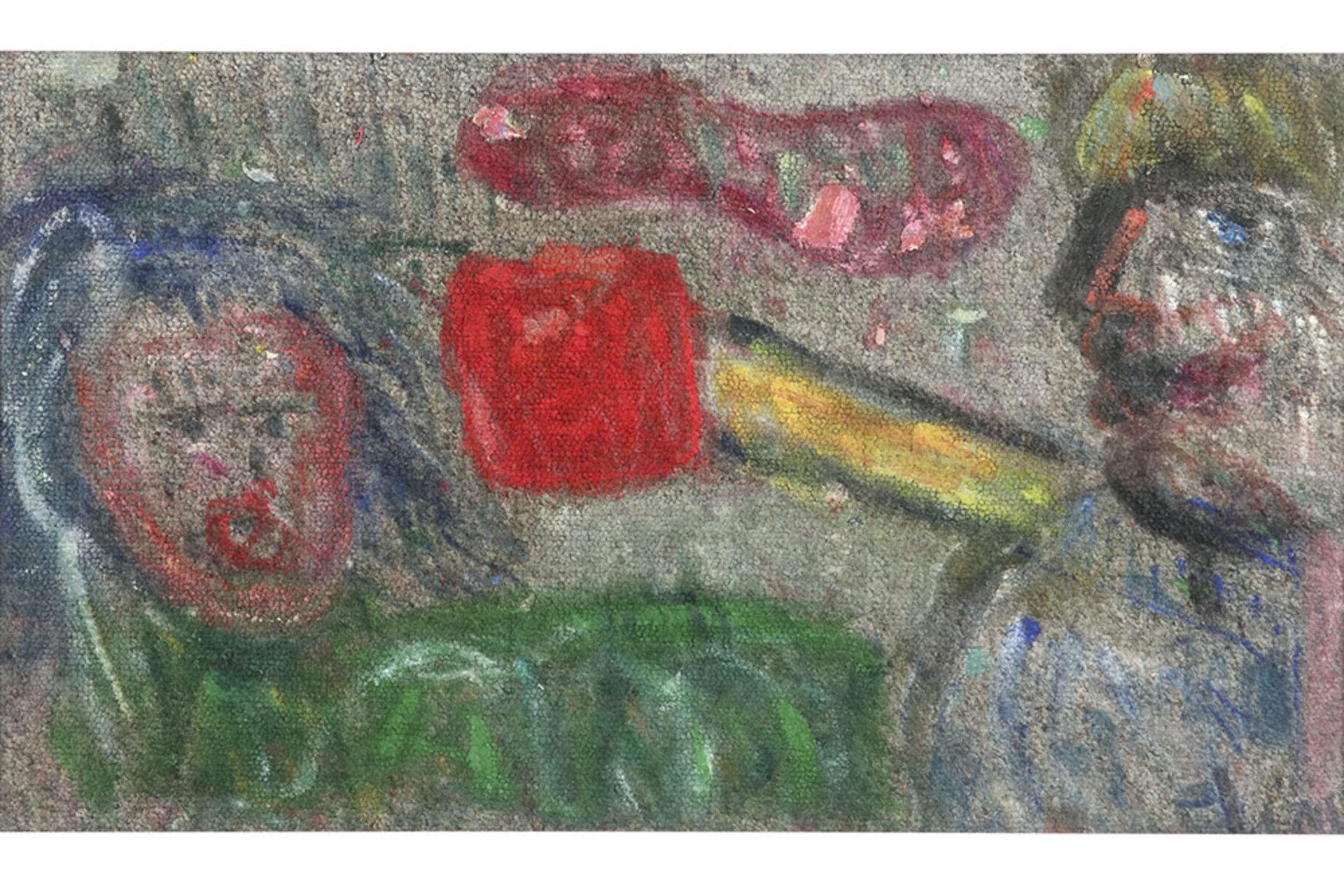 Etienne Elias signed oilpainting on tapestry || ELIAS ETIENNE (1936 - 2007) werk in olieverf op