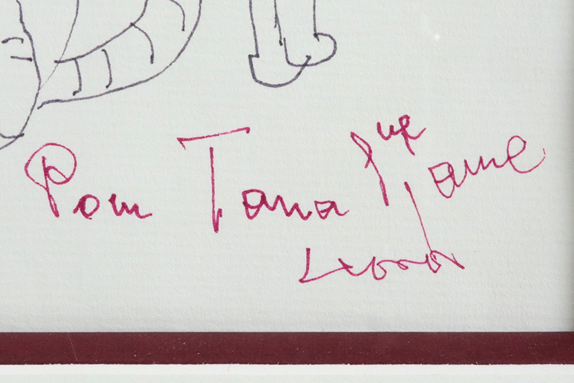 Leonor Fini signed drawing with dedication "Pour Tama que j'aime" || FINI LEONOR (1907 - 1996) - Image 2 of 3