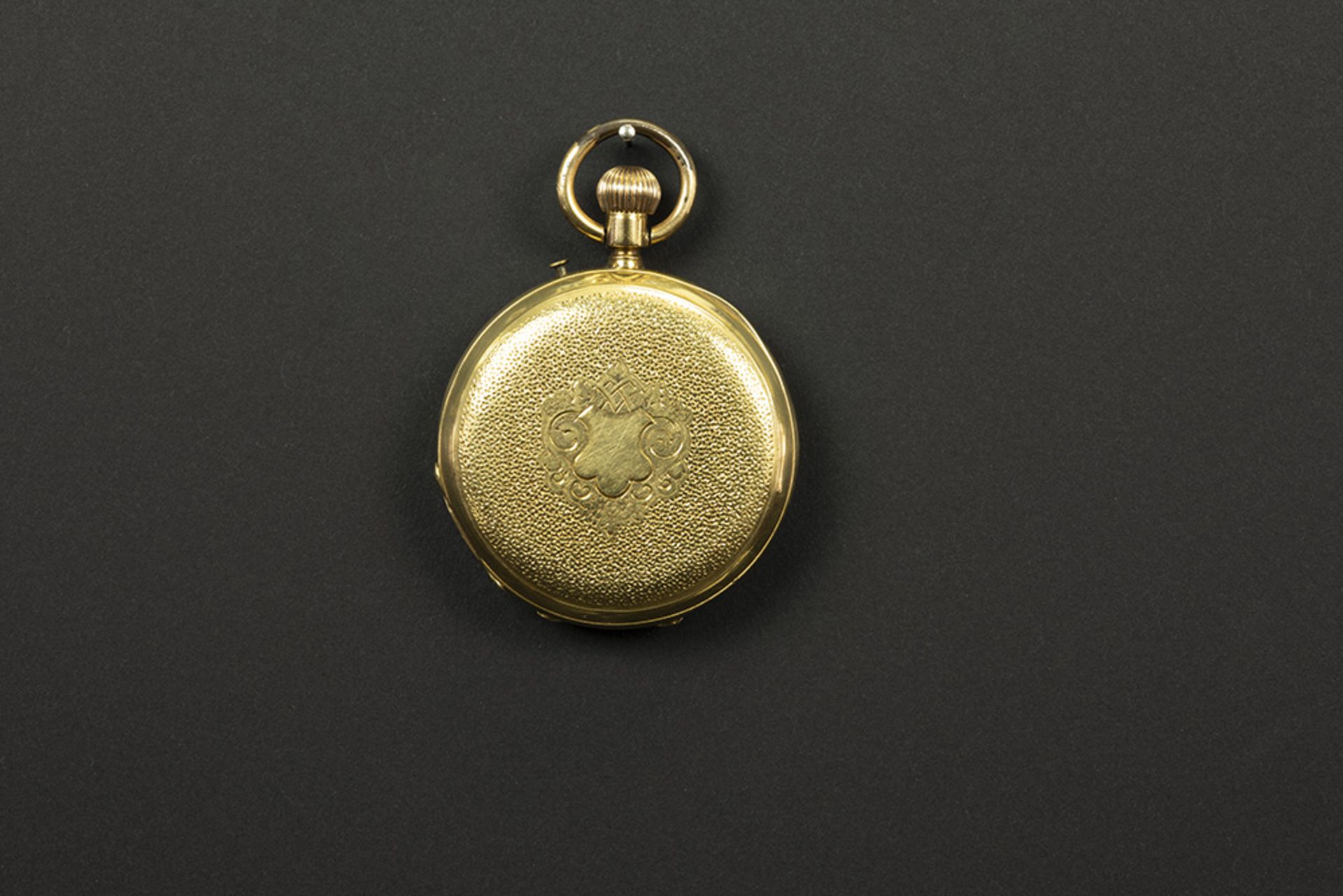 antique Englsih pocket watch with case in yellow gold (18 carat) and "Pateck & C°" marked work || - Image 3 of 4