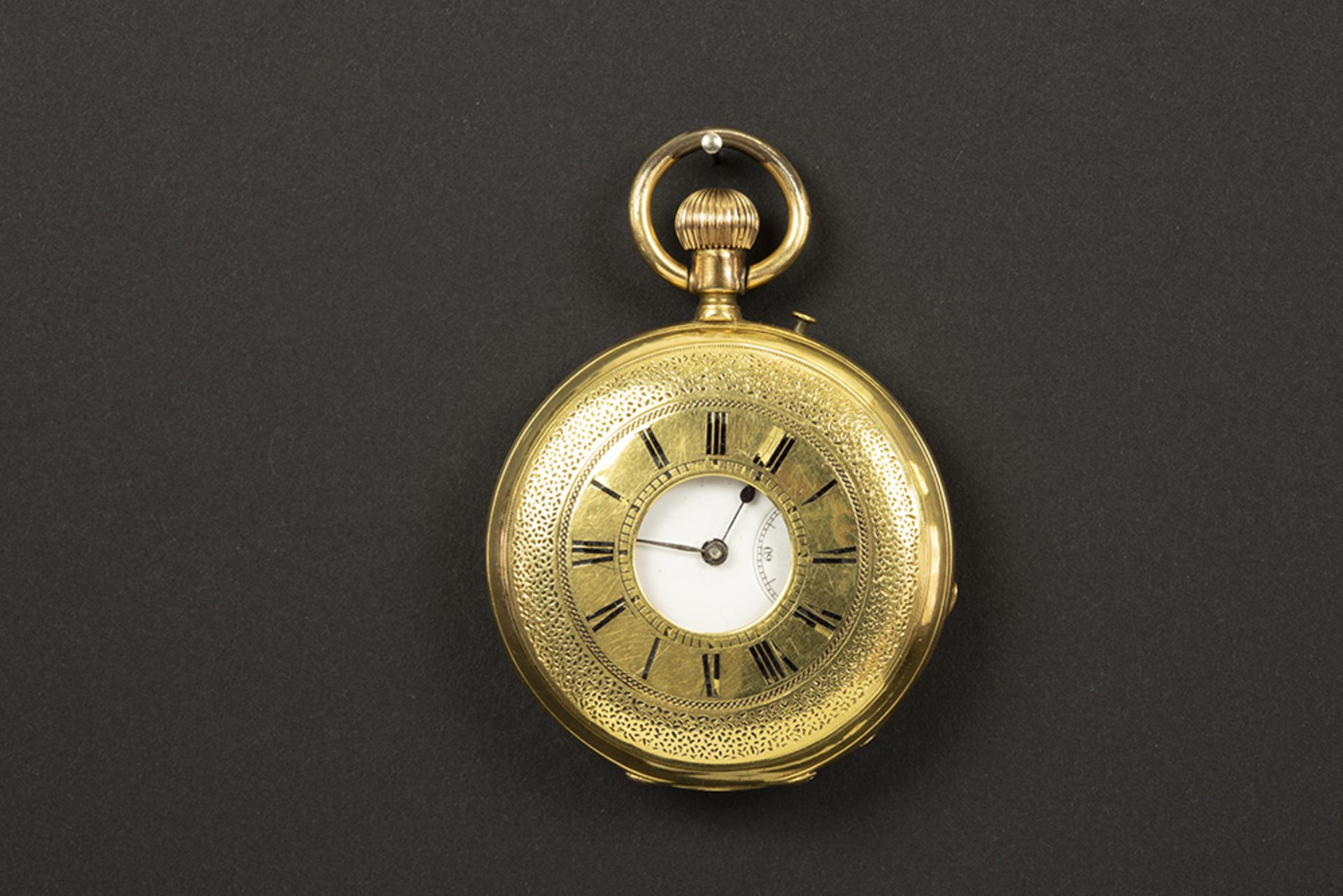 antique Englsih pocket watch with case in yellow gold (18 carat) and "Pateck & C°" marked work ||