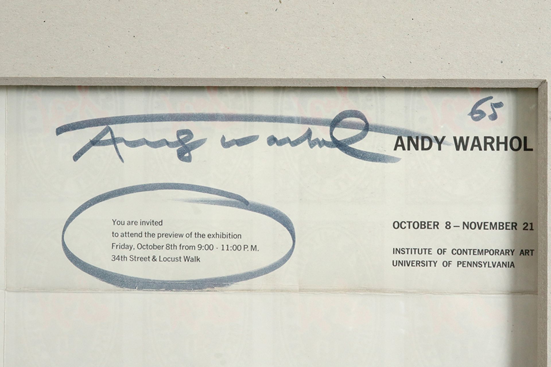 Andy Warhol signed (on the front and back) and (19)65 dated print with as invitation for the " - Bild 5 aus 5