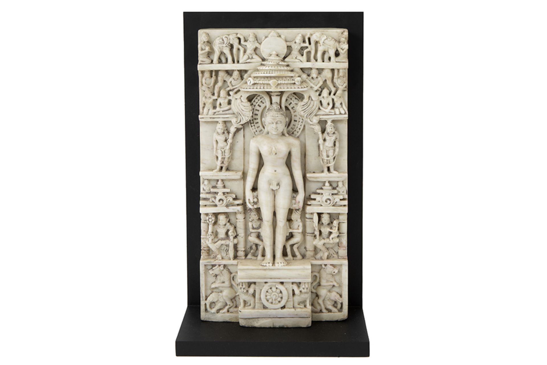 very rare 12th/14th Cent. Indian Jain sculpture in white marble depicting Jain or Thirtankara (