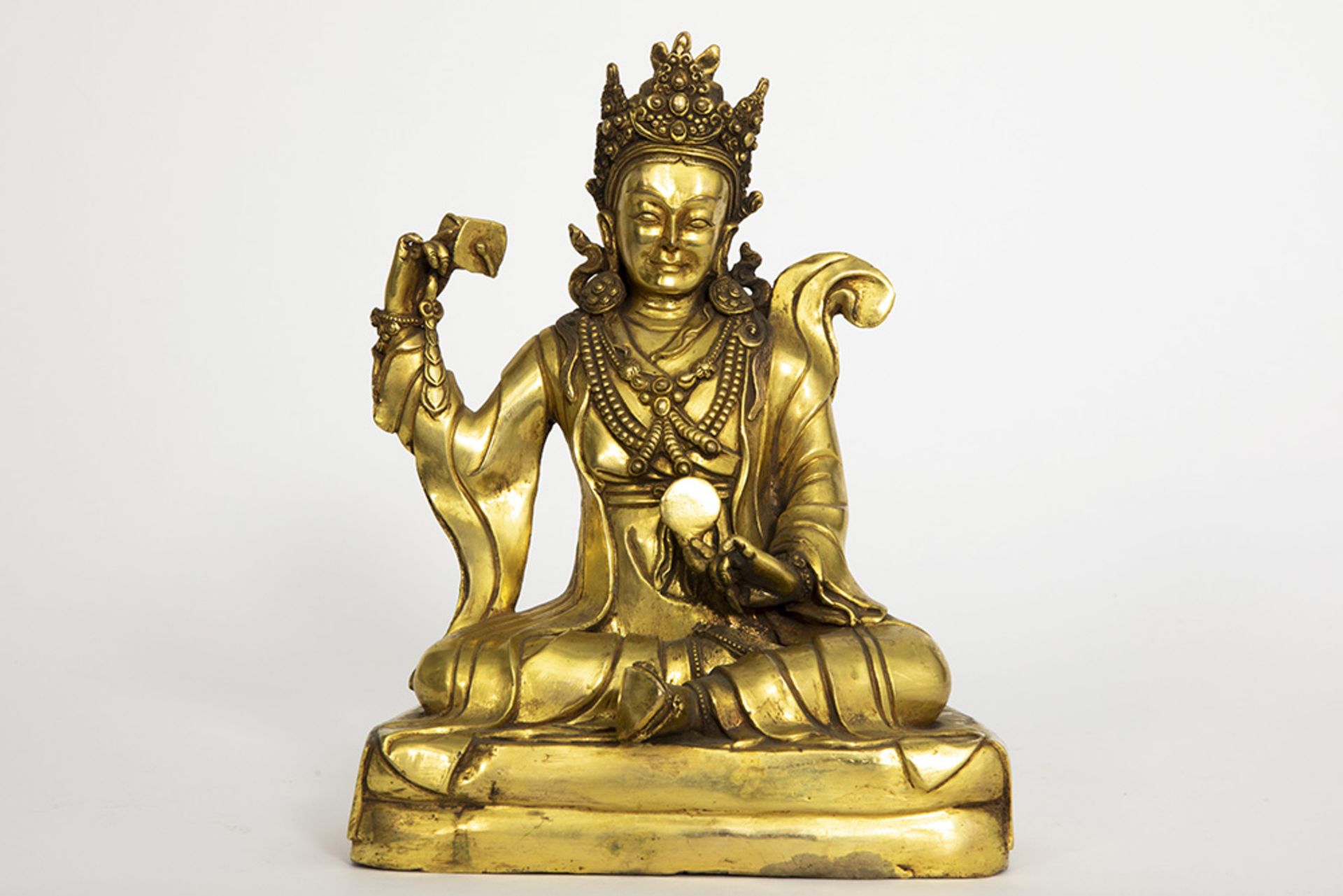 antique Tibetan "Damarupa" sculpture in guilded bronze || Antieke Tibetaanse sculptuur in gedoreerde