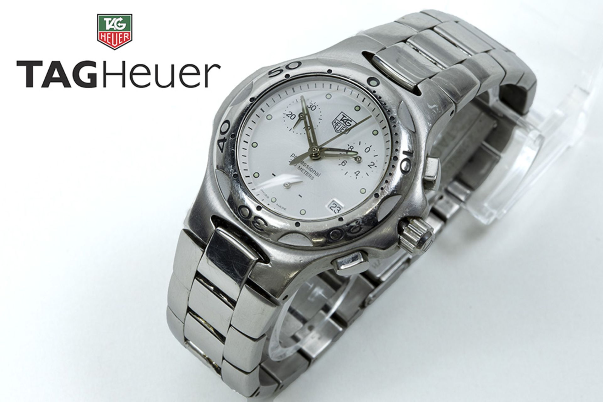 completely original quartz "Tag Heuer Kirium Chrono" wristwatch in steel - with its box marked ||