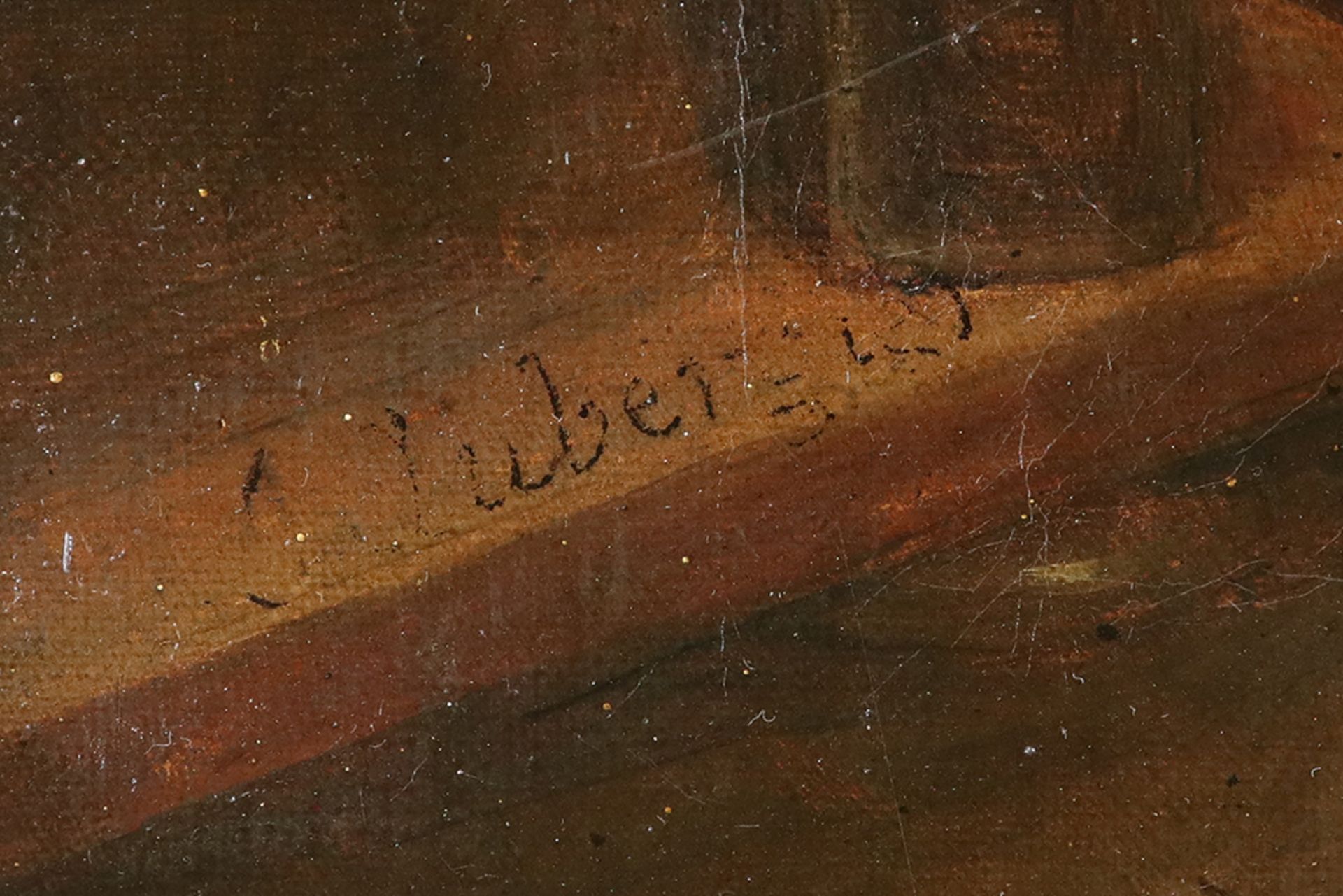 19th Cent. presumably Belgian oil on canvas - with a a strongly faded signature || 19ES, - Bild 2 aus 5