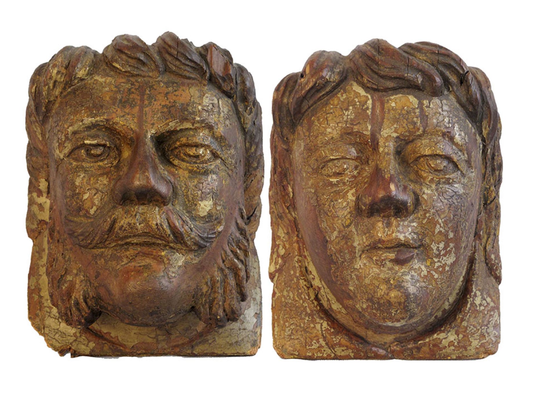 pair of 16/17th Cent. Flemish sculptures in wood with remains of polychromy || VLAANDEREN - 16°/