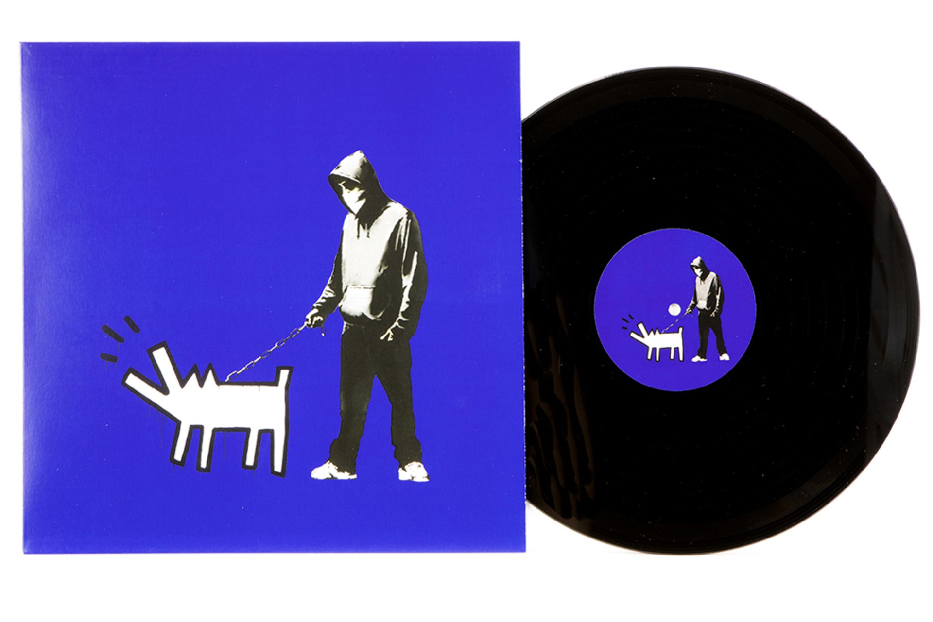 blue "AOC Limited" cover with vinyl "Apes on control - A. Incognito / B. Barking" || Blauwe "AOC