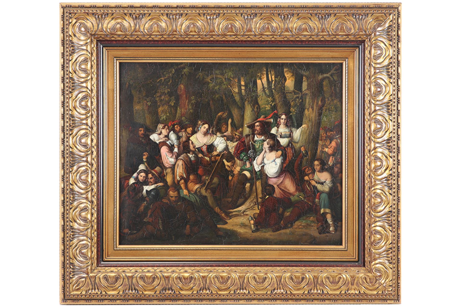 20th Cent. oil on copper with a 17th Cent. style theme with lots of figures || 20ste eeuws - Image 2 of 3