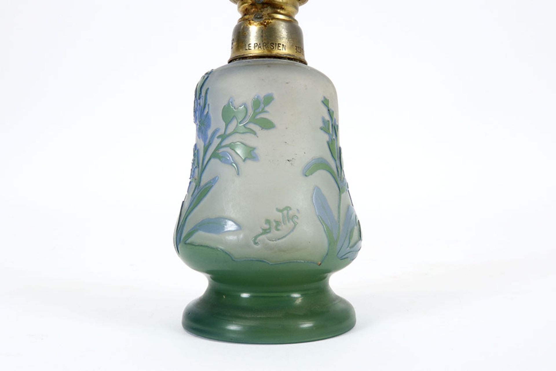 Gallé signed Art Nouveau perfume flask in pate de verre with a gilded mounting marked "Paris" || - Image 3 of 4