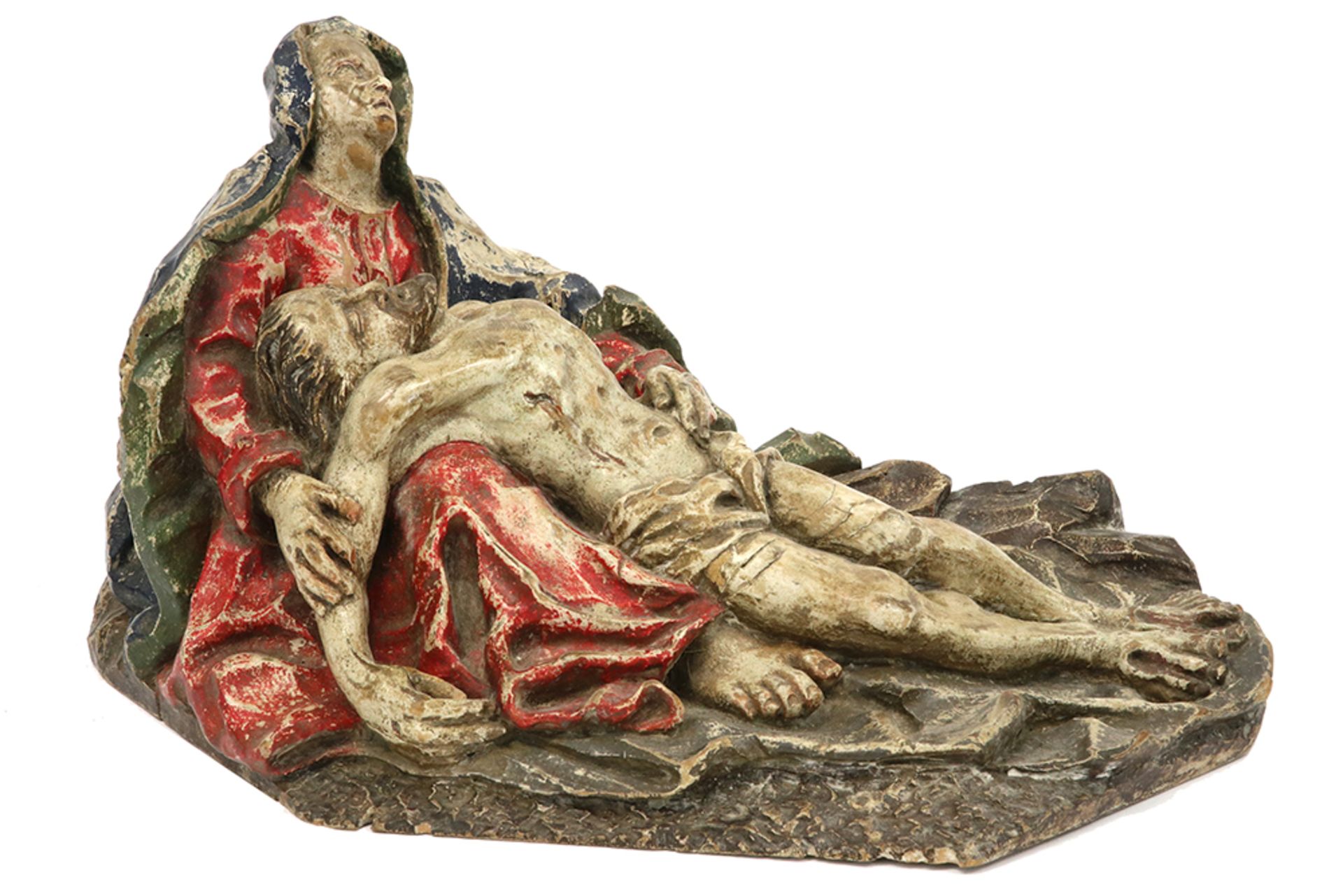 16th Cent. European "Pieta" sculpture in wood with original polychromy || EUROPA - 16° EEUW mooie